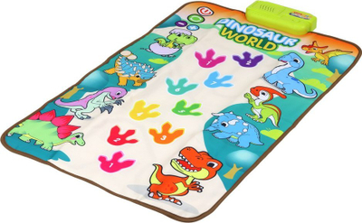 Tapet muzikor për fëmijë Leantoys Dance Mat Dinosaurs, interaktiv, me drita dhe tinguj, shumëngjyrësh
