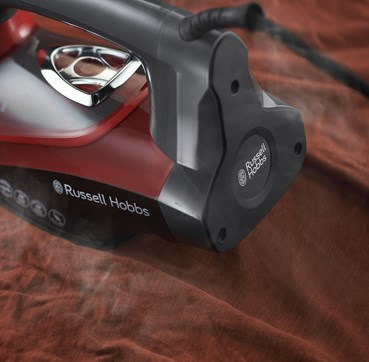 Hekur me avull Russell Hobbs One Temperature 25090-56, teknologji One Temperature, taban i lëmuar, i kuq