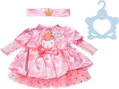 Rroba për kukull Baby Annabell Birthday Dress, 43 cm, set me fustan e kurorë, rozë