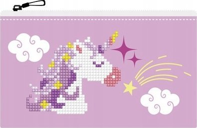 Set artizanati Diamond Dotz Dotzies Pink Unicorn Zipper Pouch, çantë me zinxhir me gureçka, rozë