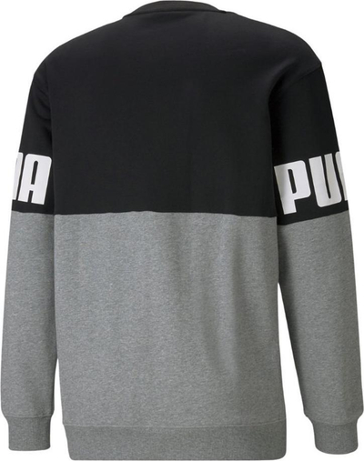 Bluzë sportive Puma Power Colorblock Crew Sweatshirt, model 589430 01, madhësia S, gri e zezë