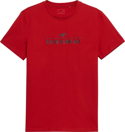 Bluzë për burra 4F Sportswear M 4FSS23TTSHM539, pambuk, regular fit, e kuqe