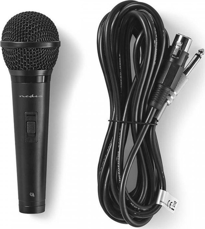 Mikrofon dinamik me kabllo, metalik, për në dorë për zë, XLR në 6.35mm, kabllo 5m, i zi