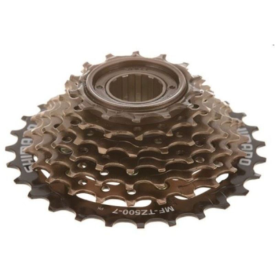 Kasetë freewheel Shimano Tourney FTZ500, 7 shpejtësi, 14‑28T, ngjyrë bronzi