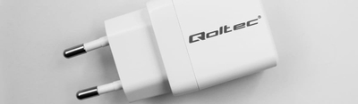 Karikues AC Qoltec 45W GaN, USB C PD, USB QC 3.0, i bardh