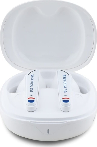Безжични слушалки US Polo DH Logo, Bluetooth 5.4, со кутија за полнење, бели