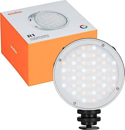 Dritë LED fotografike Godox R1, RGB, magnet i integruar, argjendtë