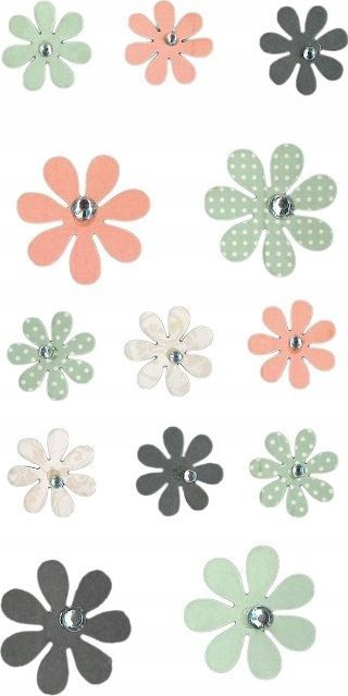 Stikera letre Titanum Flowers With Rhinestone, me lule me gurka, diametër 20–30 mm, ngjyra pastel