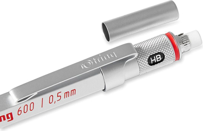 Механичка пенкало Rotring 600, 0.5mm, металик сребрена