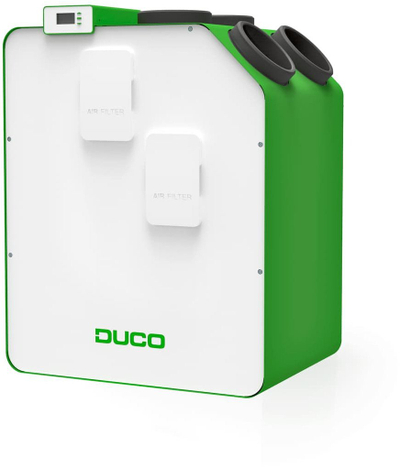 Rekuperator ajri DucoBox Energy Premium 325 2ZH Left, dy zonash, për shtëpi pasive, gri