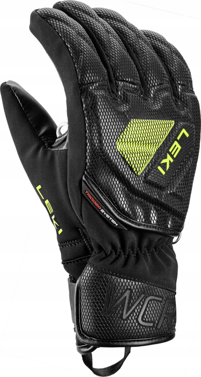 Doreza skish Leki WCR C-Tech 3D Junior, madhësia 6, zi verdhë