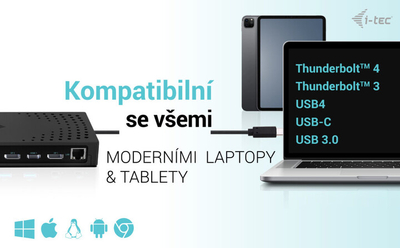 Докинг станица i-tec USB 3.0/USB-C/Thunderbolt, 3x 4K Display, PD 100W