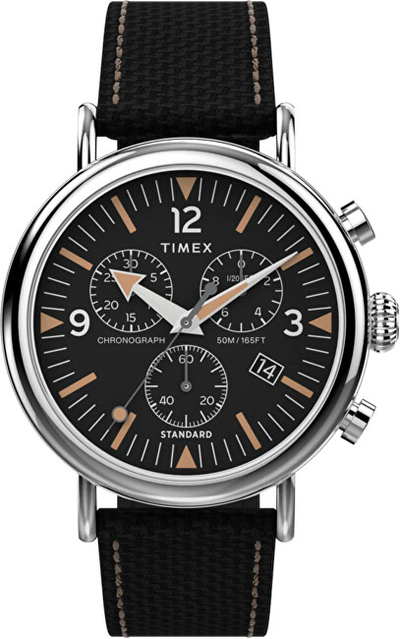 Orë dore për meshkuj Timex Standard Chronograph TW2V43700, e zezë