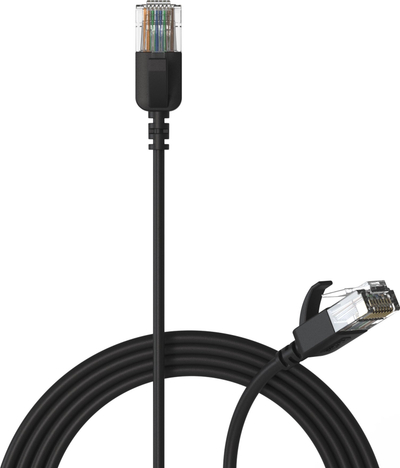 Kabllo rrjeti PROCAB Slimline CAT6A, RJ45-RJ45, 1m, e zezë