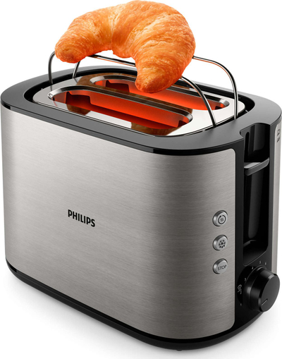 Toaster Philips Viva Collection HD2650/90, 8 nivele rumosjeje, hapje të gjera, gri
