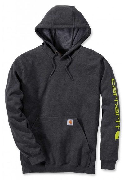 Bluzë me kapuç Carhartt Loose Fit Midweight Logo Sleeve për burra, masë XL, gri Carbon Heather