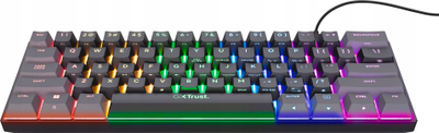 Tastierë gaming Trust GXT867 Acira 60% Mini US, me kabllo, kompakte, e zezë