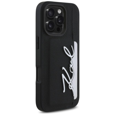 Mbulesë telefoni Karl Lagerfeld HC Grained PU Cardslot për iPhone 16 Pro Max, me xhep kartash, e zezë