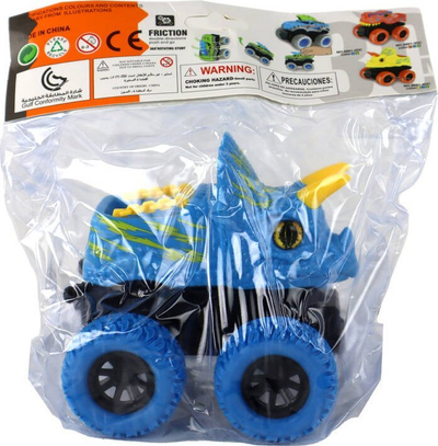Lodër makinë Triceratops, me fërkim, plastikë, blu