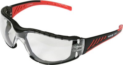 Syze mbrojtëse Yato Comfort+, antimagullim, lente transparente, të zeza me të kuqe