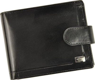 Portofol çunash Rovicky PC-103L-BAR, lëkurë natyrale, RFID, i zi