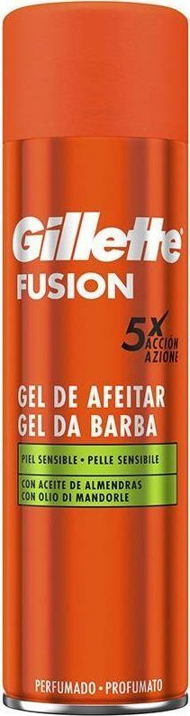 Xhel rroje Gillette Fusion për lëkurë të ndjeshme, 200 ml, portokalli