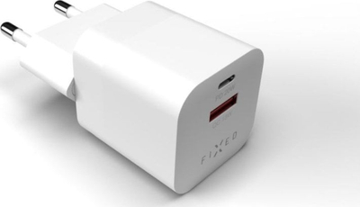 Karikues muri FIXED PD Rapid Charge Mini, 20W, USB A dhe USB C, i bardhë