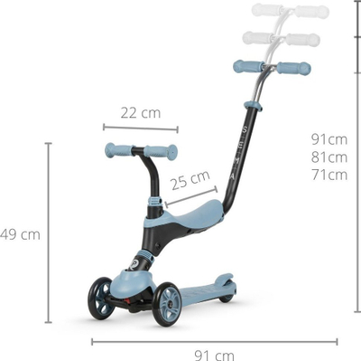 Trotinet 3 në 1 Qplay Sema, deri 50 kg, për kalamaj 3–6 vjeç, blu