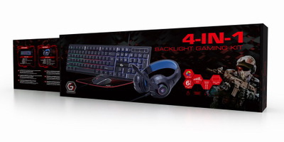 Komplet tastierë gaming me mi Gembird GGS-UMGL4-02, USB, LED, i zi