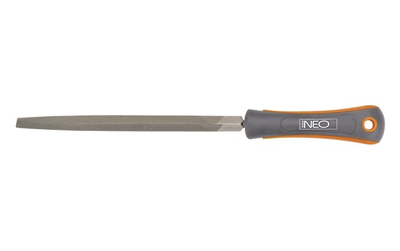 Lima trekëndore metali Neo 37-422, 200x2mm, me dorezë portokalli-gri