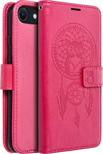 Këllëf Futera Smart Mezzo Book për iPhone SE 2022, magnetik, me xhepa kartash, ngjyrë raspberry