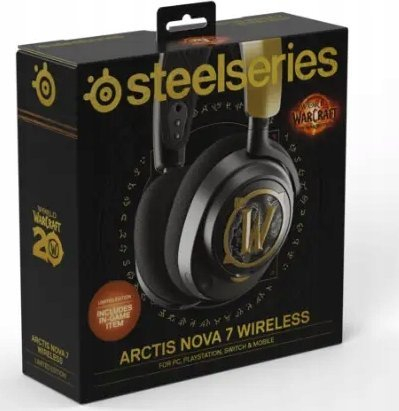 Gејминг слушалки SteelSeries Arctis Nova 7 World of Warcraft Edition, безжични, 2.4GHz и Bluetooth, црни