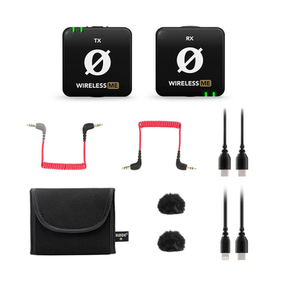 Mikrofon pa tela Rode Wireless ME, sistem me transmetues dhe pranues, omnidireksional, i zi
