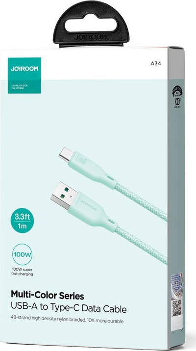 Kabllo karikimi Joyroom Series SA34 AC6, USB A në USB C, 100W, 1m, jeshile