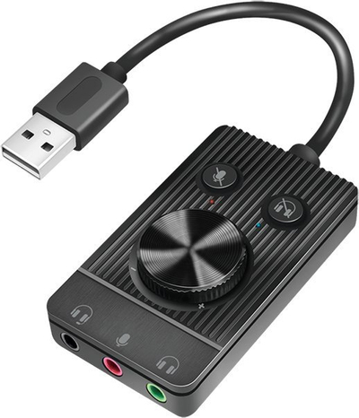Konvertues audio USB LogiLink UA0397, dalje edhe hyrje 3.5mm, me rregullim zëri, ngjyrë e zezë