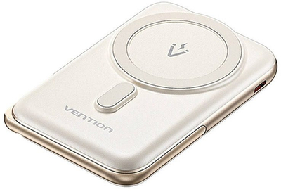 Магнетски пауербанк Vention, 10000mAh, безжичен 20W USB C, бел