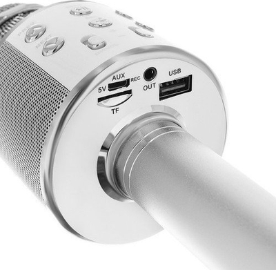 Mikrofon karaoke me Bluetooth wireless, me bokës të integruar, për kalamaj edhe të rrit, rozë