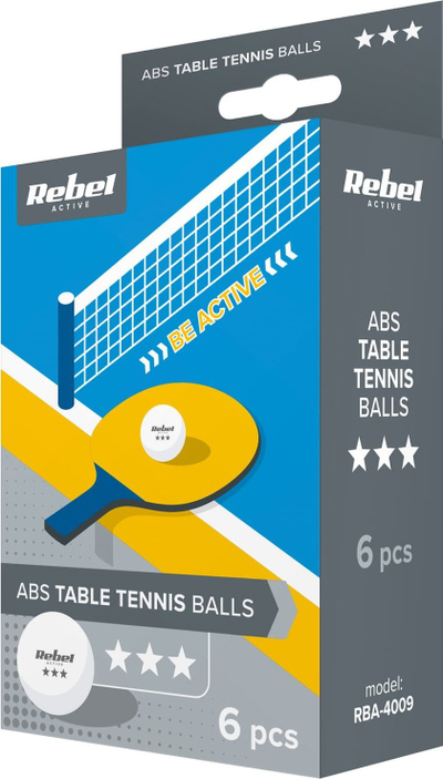 Топчиња за пингпонг Rebel Active, сет 6 парчиња, 40 mm, портокалови