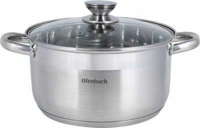 Tenxhere çeliku inox Ofenbach, 5L, fund 5 shtresa për induksion, argjendtë