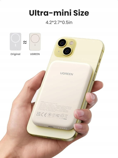 Power bank Ugreen 25207, 5000 mAh, karikim wireless, e zezë