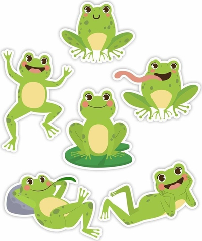 Zbukurime dritareje LearnHow Spring Frogs 01, të dyanshme, set me 6 copa, shumëngjyrëshe