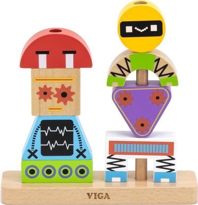 Blloqe druri Viga Robot, lodër edukative, shumëngjyrëshe