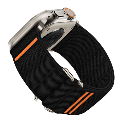 Rrip ore Tech-Protect Nylon Slip për Apple Watch 44-49mm, najlon i lehtë që merr frymë, mbyllje me shirit ngjitës, i zi