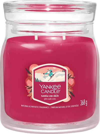 Миризлива свеќа Debenhams Signature Medium Jar Santa on Skis, со празничен мирис, за декор, повеќебојна