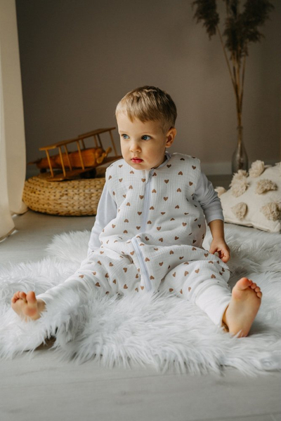 Qese gjumi verore me këmbë Sweety Summer Hearts, muslin pambuku, 0.5 TOG, me shumë ngjyra