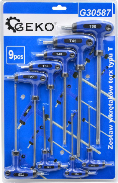 Set kaçavidash Torx GEKO G30587, 9 copë, majë T