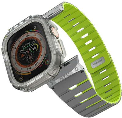Set aksesorësh Skinarma Gemini Niteglow për Apple Watch Ultra 2, rrip silikoni 49mm, mbrojtëse 360°, dyngjyrësh