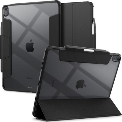 Mbulesë tablet Spigen Ultra Hybrid Pro për iPad Air 13" M2 2024, pjesa mbrapa xham, me vend për Pencil, e zezë