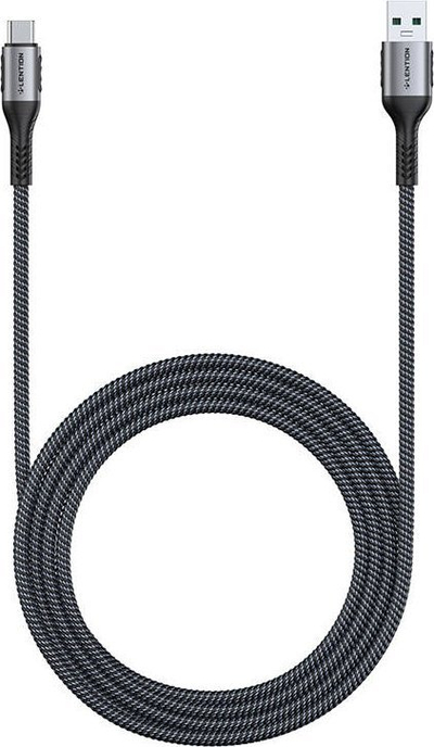 Kabllo USB Lention USB A me USB C, 6A, 1m, e zezë
