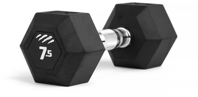 Hantelë dore Tiguar HEX, 7.5 kg, me gome, e zezë